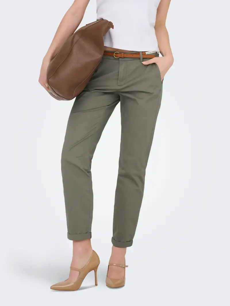 ONLY BIANA PANTALONE IN COTONE CON CINTURA 15218519 SMO
