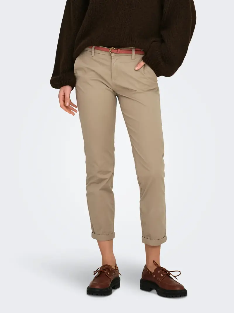ONLY BIANA PANTALONE IN COTONE CON CINTURA 15218519 SPT