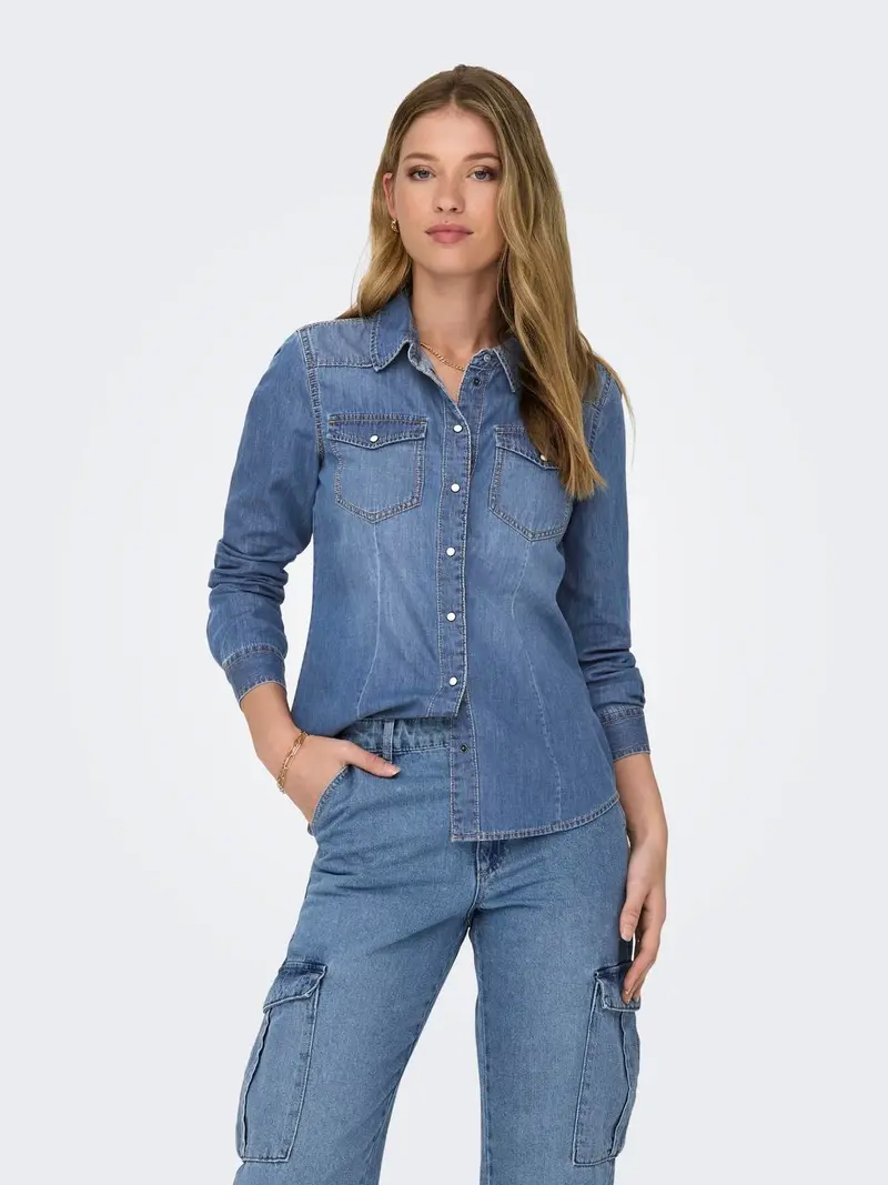 ONLY CAMICIA ALEXA LONG SLEEVES DENIM SHIRT ANA DONNA 15315185 MBD