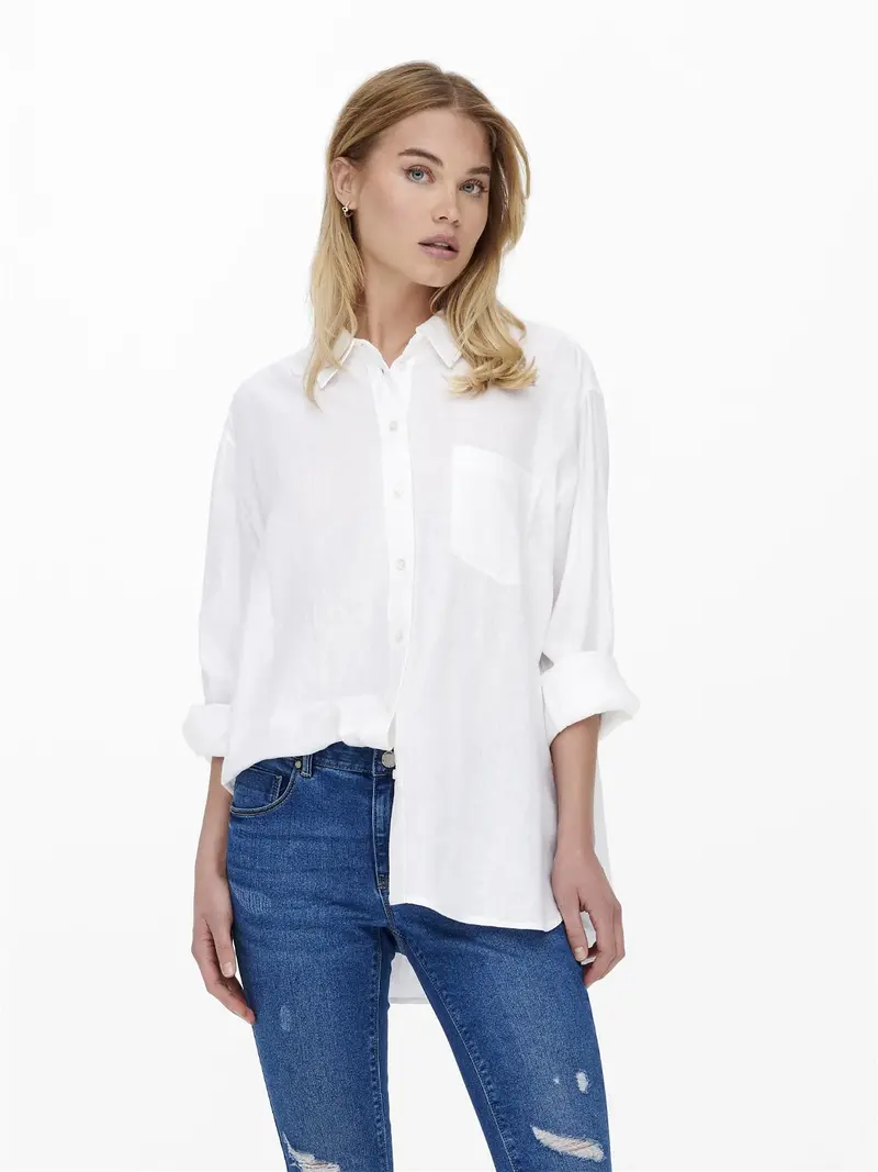 ONLY CAMICIA IN LINO TOKYO LONG SLEEVE BLEND DONNA 15259585 BGW