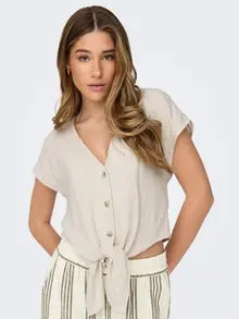 ONLY CAMICIA SMANICATA IN LINO CON NODO SIESTA 15322270 MNB