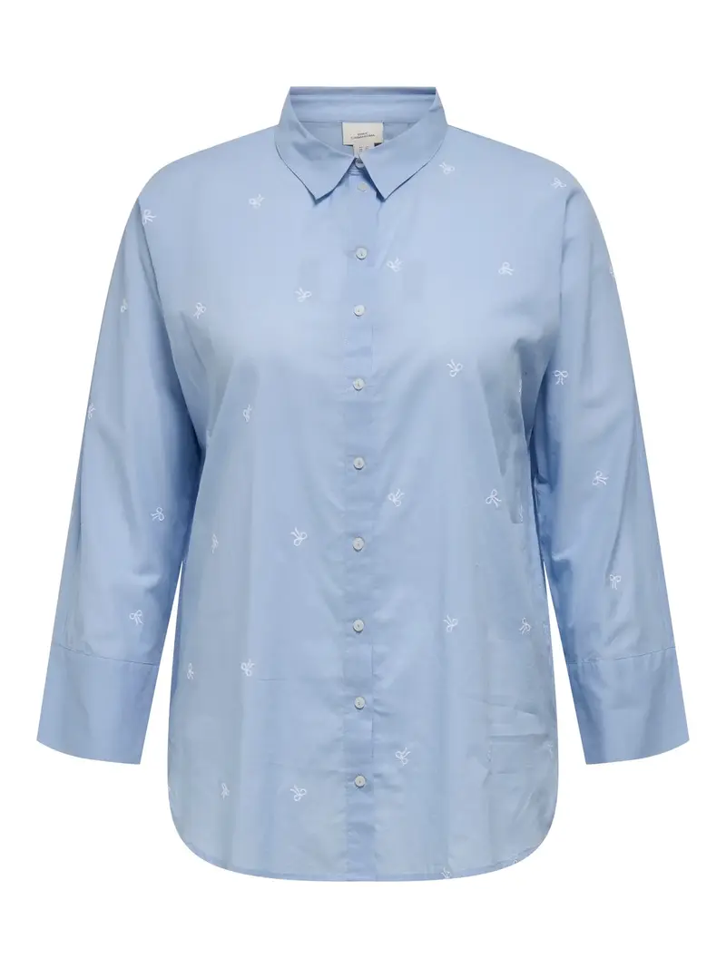 ONLY CARMAKOMA GRACE CAMICIA IN COTONE CON FIOCCHETTI MICRO FANTASIA DONNA (BRUNNERA BLUE) 15344995 BRB