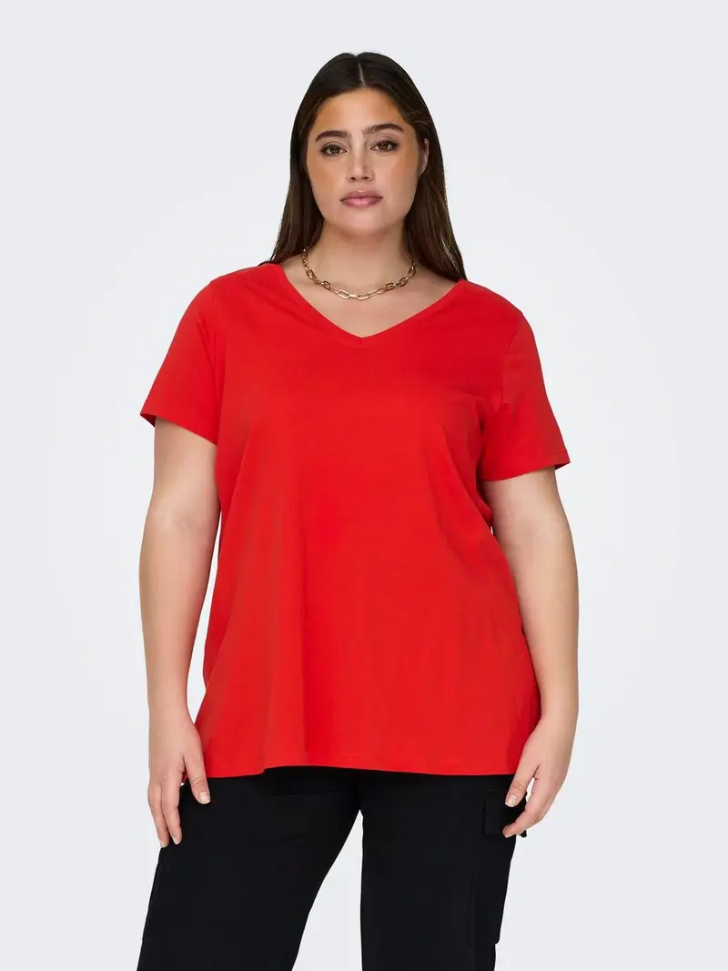 ONLY CARMAKOMA T-SHIRT BONNIE LIFE SHORT SLEEVE V-NECK DONNA 15298452 FSC