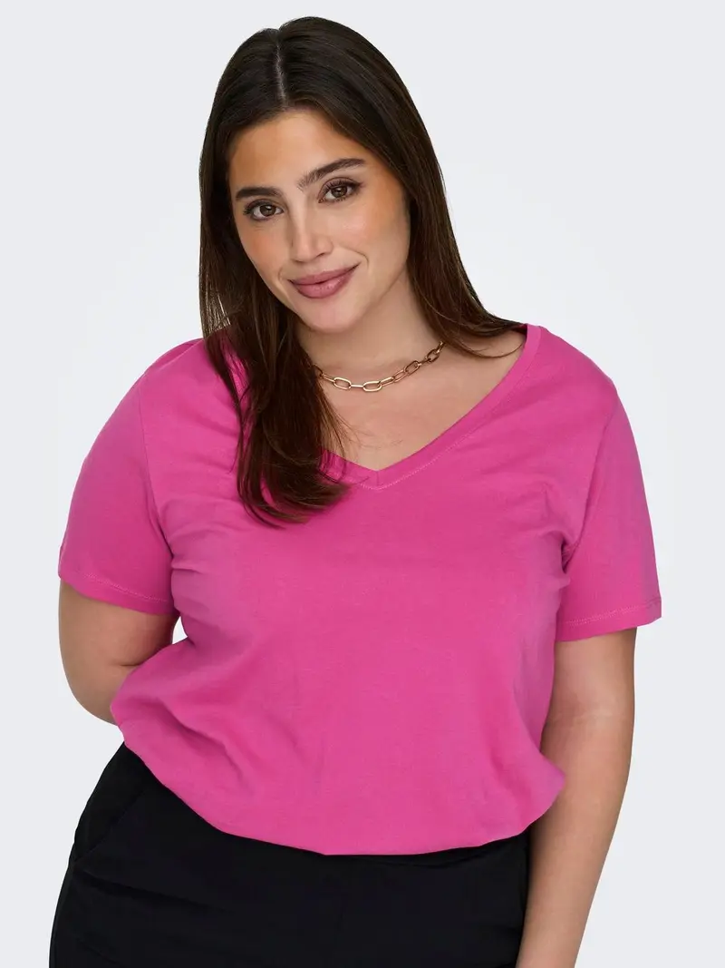 ONLY CARMAKOMA T-SHIRT BONNIE LIFE SHORT SLEEVE V-NECK DONNA 15298452 RPR