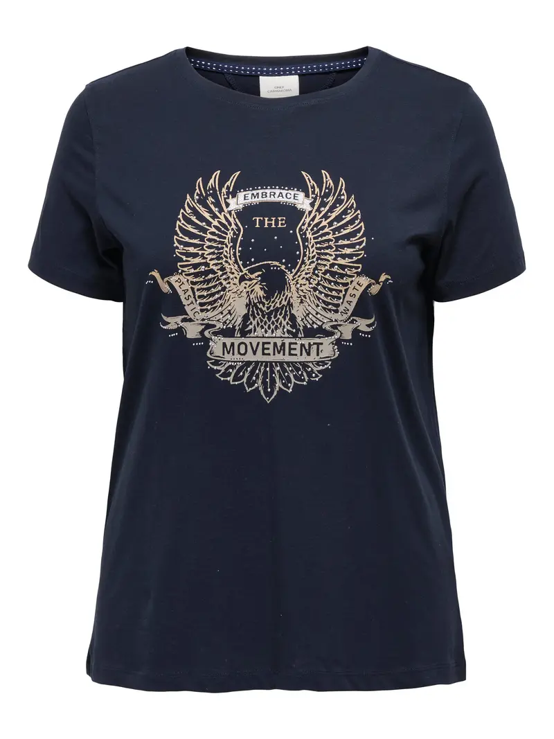 ONLY CARMAKOMA T-SHIRT BRINNA M/M GIROCOLLO CON STAMPA DONNA (Night Sky EAGLE WITH STUDS) 15340074 NGS