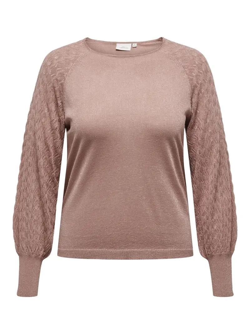 ONLY CARMAKOMA T-SHIRT HELGA LONG SLEEVES GLITTER O-NECK DONNA 15312246 OLR