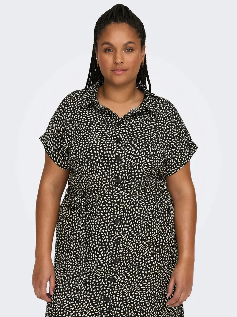 ONLY CARMAKOMA W DIEGA SS BLK SHIRT DRESS 15225526