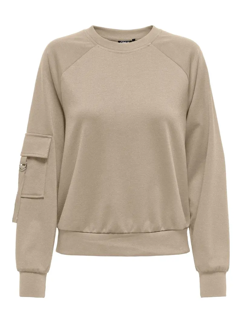 ONLY FELPA CORINNE GIROCOLLO CON TASCA SULLA MANICA DONNA 15326725 HMS