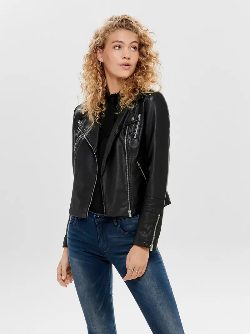 ONLY GIUBBOTTO GRMMA LEATHER BIKER DONNA 15153079 BLK