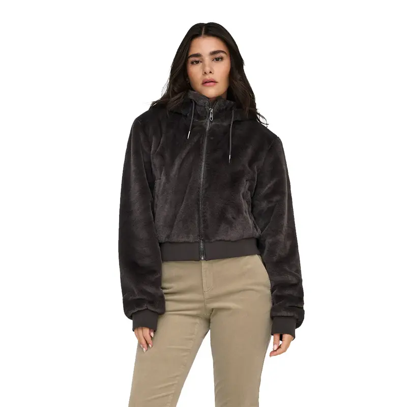 ONLY GIUBBOTTO VENICE IN PILE CON CAPPUCCIO  E ZIP DONNA (CHOCOLATE TORTE) 15322127 CHO