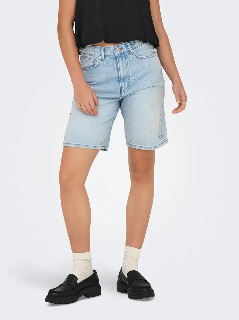 ONLY HOPE BERMUDA DENIM IN COTONE CON STRASS LUNGHEZZA MEDIA DONNA (col