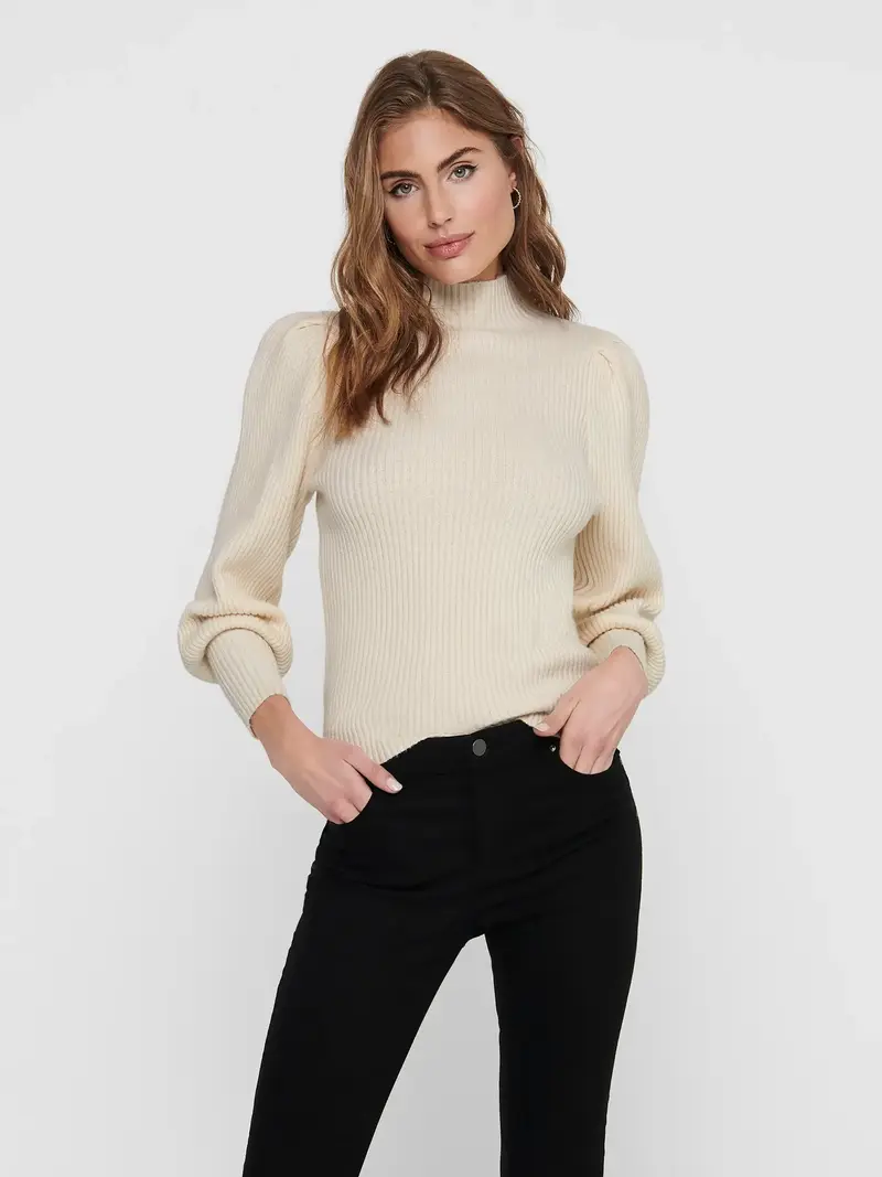ONLY KATIA MAGLIONE A COSTINE CON COLLO ALTO E MANICHE A PALLONCINO DONNA 15232494 MMR