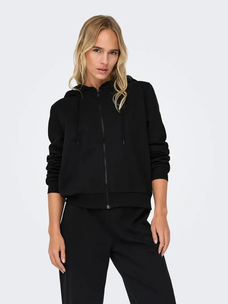 ONLY MAGLIONE BELLA MANICA LUNGA GIROCOLLO CON ZIP E CAPPUCCIO DONNA 15326712 BLK