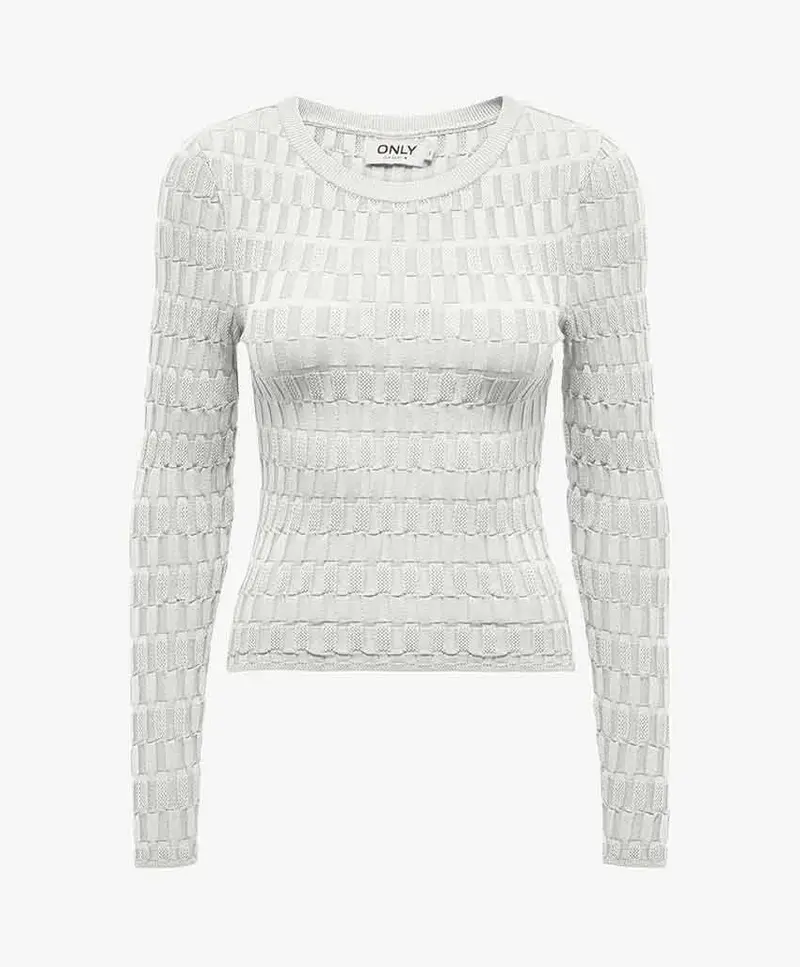 ONLY MAGLIONE KIRA LONG SLEEVES STRUCTURE O-NECK KNIT DONNA 15311543 CLD