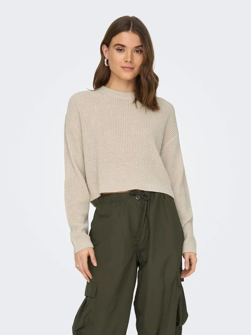 ONLY MAGLIONE MALAVI CROPPED DONNA (PUMICE STONE) 15284453 PMS