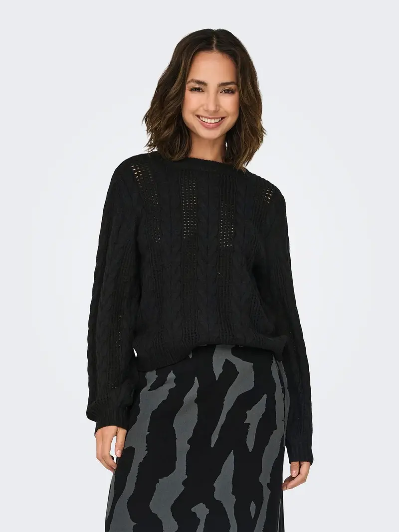 ONLY MAGLIONE RUBINA GIROCOLLO DONNA 15317515 BLK
