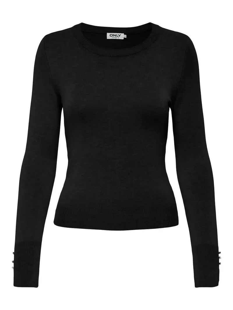 ONLY MAGLIONE VENICE MANICA LUNGA CON BOTTONI SULLA MANICA DONNA 15331686 BLK