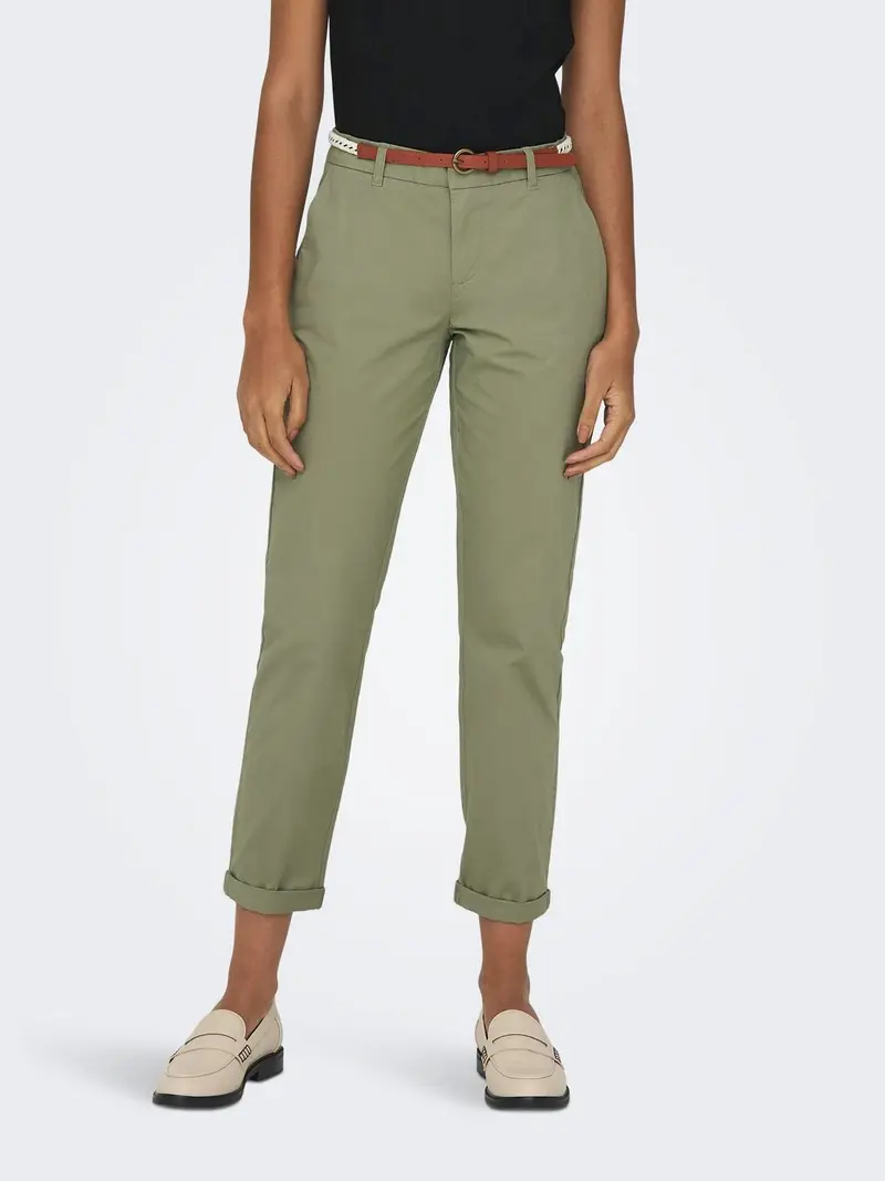 ONLY PANTALONE CHINO IN COTONE CON CINTURA BIANA 15218519 ALO