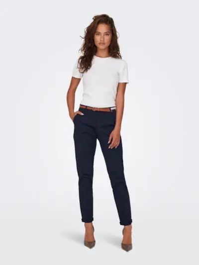ONLY PANTALONE CHINO IN COTONE CON CINTURA BIANA 15218519 NGS