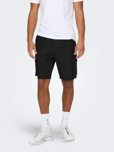 ONLY&SONS BERMUDA CARGO IN LINO UOMO 22028269 BLK