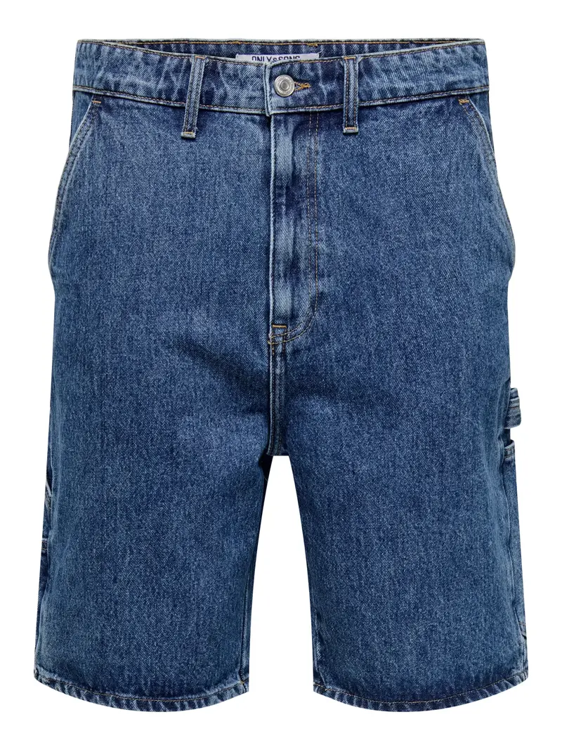 ONLY&SONS BERMUDA IN JEANS EDGE CARPENTER IN COTONE CON TASCHE UOMO (col