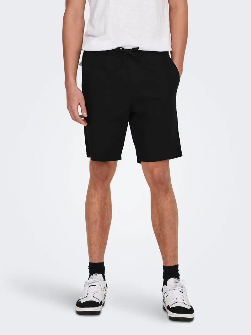 ONLY&SONS BERMUDA IN LINO 0007 COT UOMO 22024967 BLK