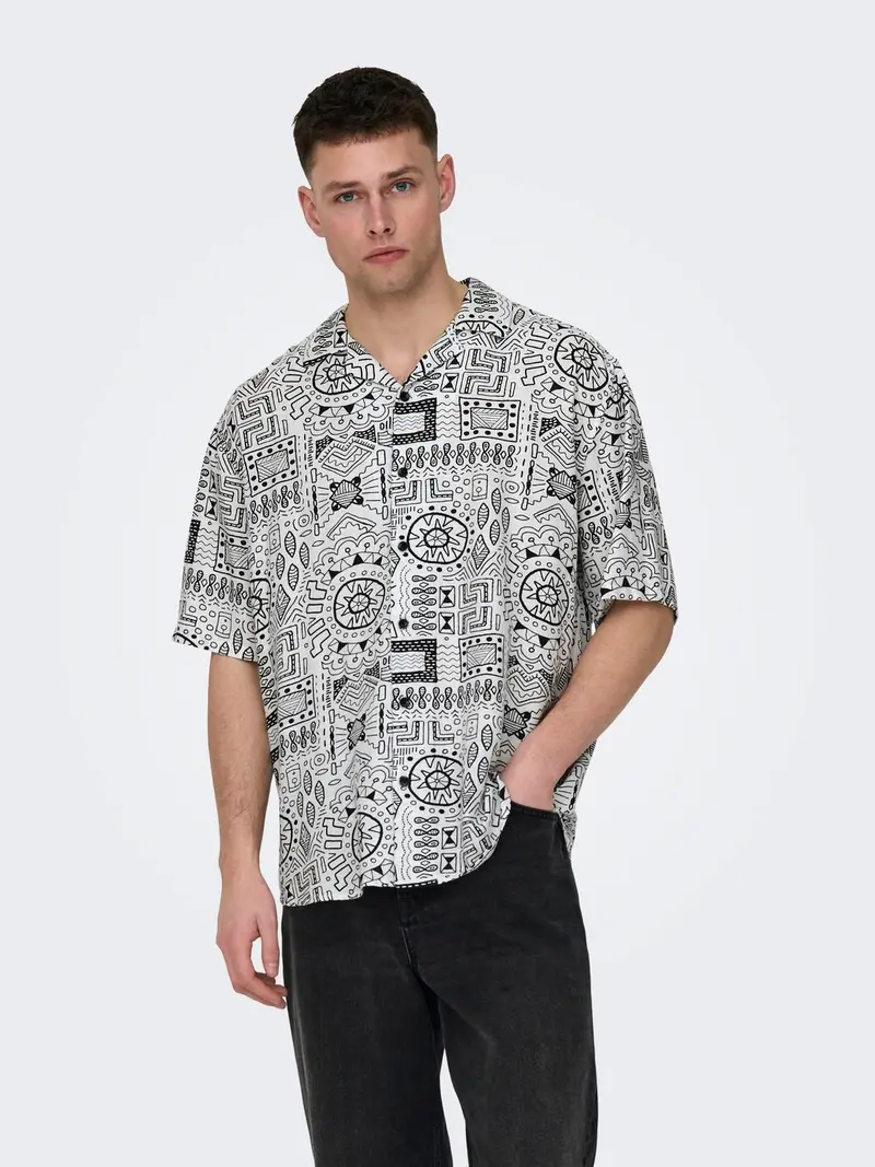 ONLY&SONS CAMICIA BOLD LIFE RLX SHORT SLEEVE MISTO LINO E VISCOSA 22028514 CLD