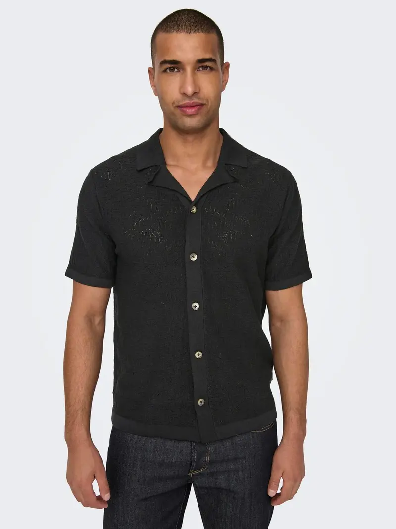 ONLY&SONS CAMICIA DENVER LIFE REG 12 SHORT SLEEVE KNIT UOMO 22028578 BLK
