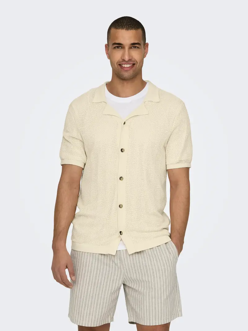 ONLY&SONS DIEGO RESORT CARDIGAN REGULAR IN COTONE CON BOTTONI E COLLETTO UOMO (col