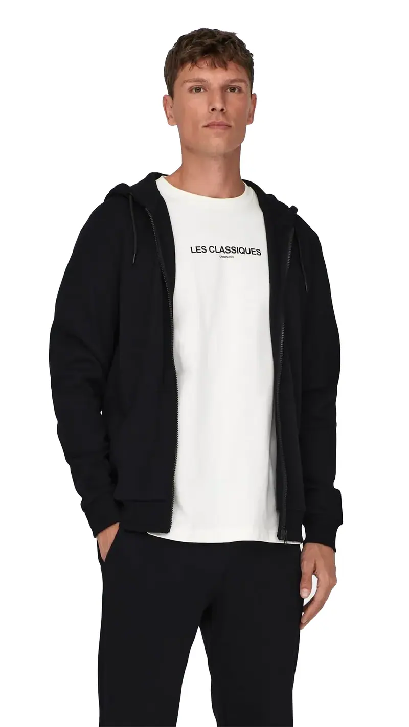 ONLY&SONS FELPA CERES CON ZIP E CAPPUCCIO UOMO 22018684 DKN