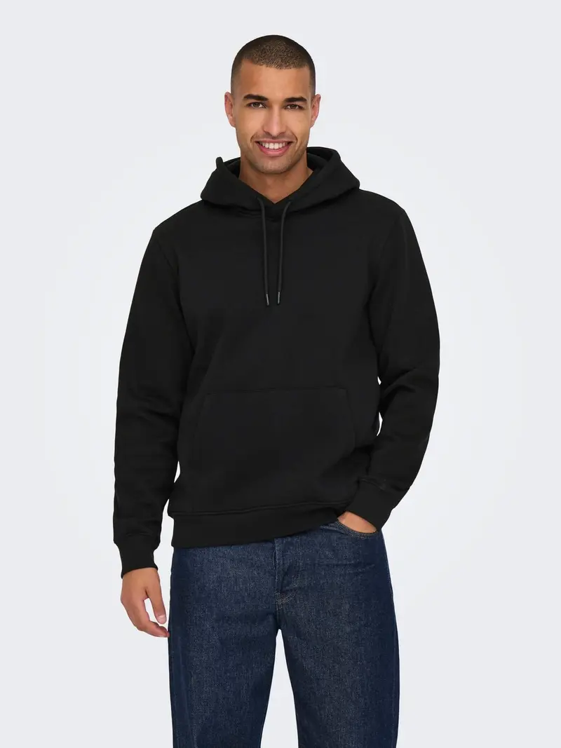 ONLY&SONS FELPA CON CAPPUCCIO CONNOR UOMO 22029225 BLK