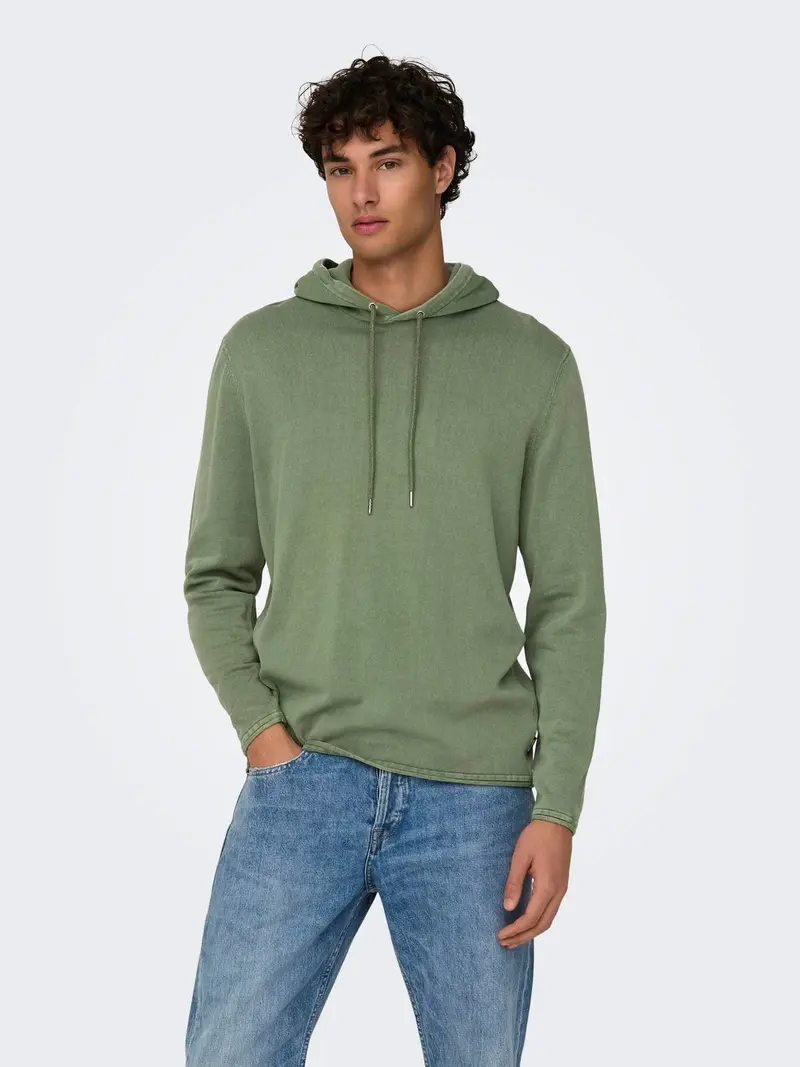 ONLY&SONS FELPA GARSON 12 WASH HOOD KNIT UOMO 22021016 HDG