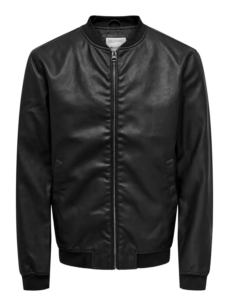 ONLY&SONS GIUBBOTTO ASHER IN PELLE CON ZIP UOMO 22028557 BLK