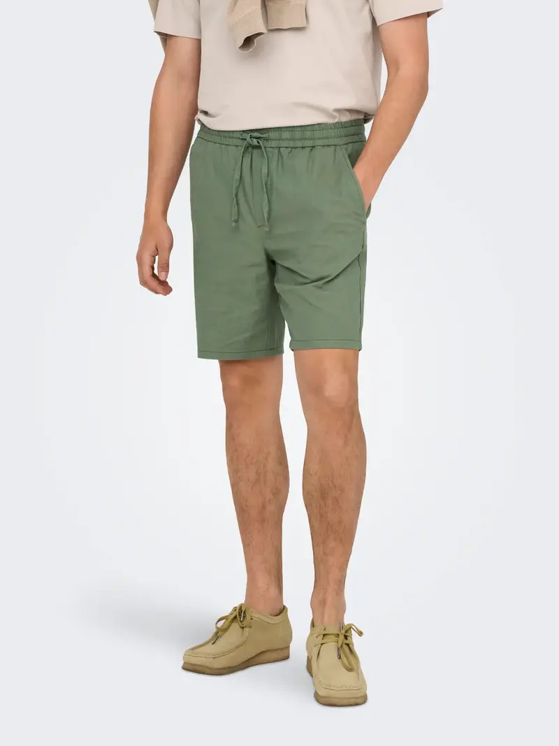 ONLY&SONS LINUS BERMUDA IN LINO CON CHIUSURA LACCIO UOMO (col