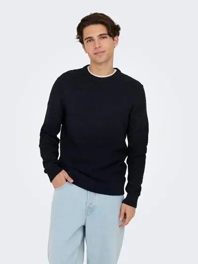 ONLY&SONS M MAGLIONE MAURUS LIFE REG TWIST CREW KNIT 22027162