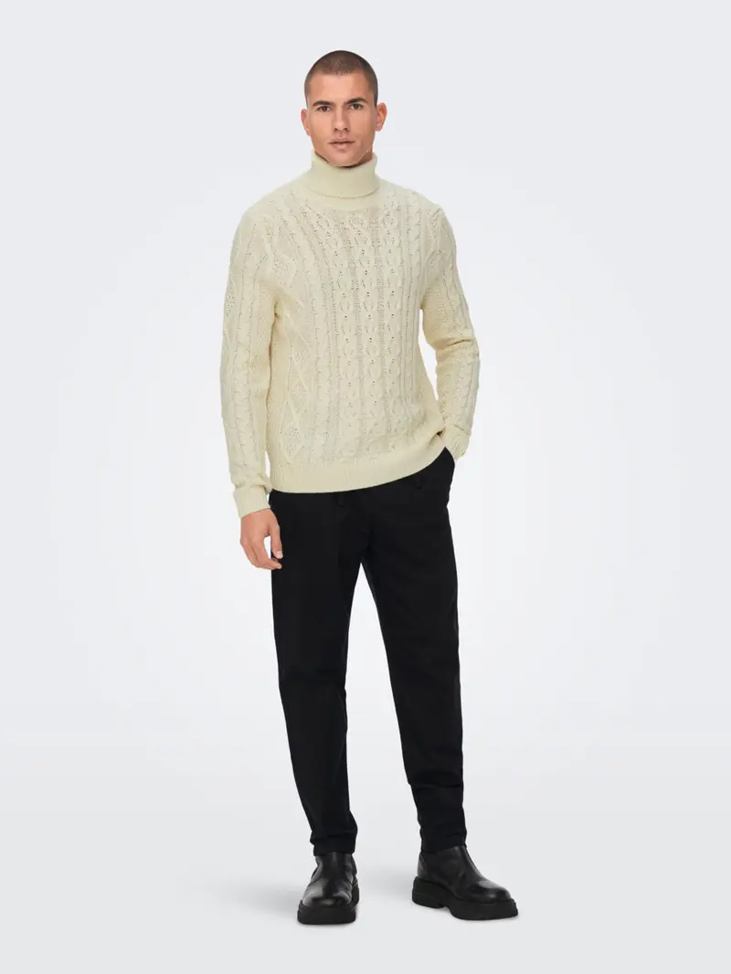 ONLY&SONS M RIGGE REG 3 CABLE ROLL NECK KNIT 22023164