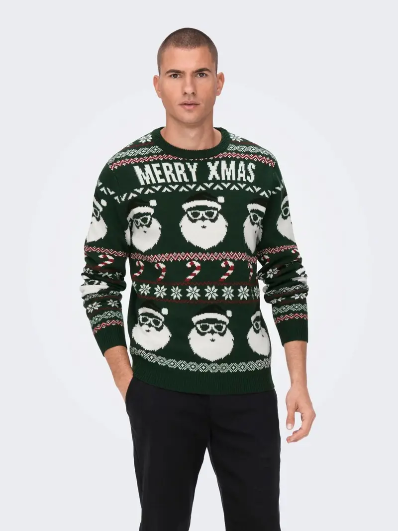 ONLY&SONS M XMAS SANTA JAQ REG CREW KNIT 3994 22023994