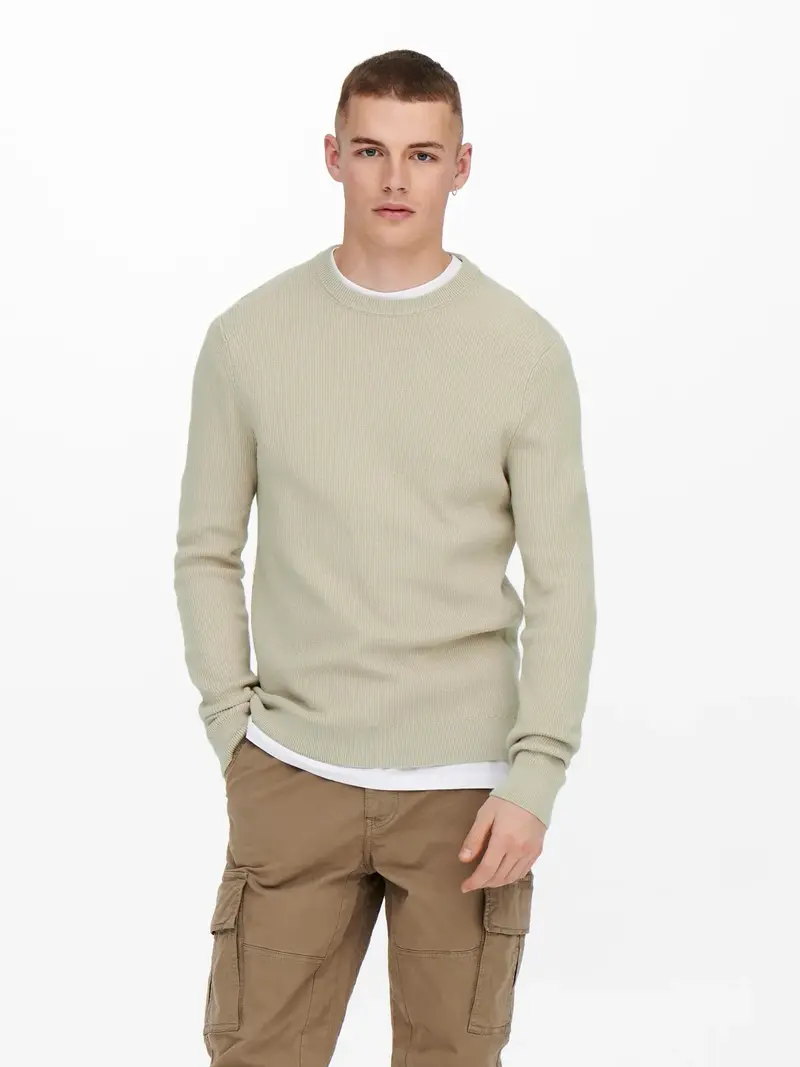 ONLY&SONS MAGLIONE PHIL GIROCOLLO UOMO (SILVER LINING) 22022855 SVL