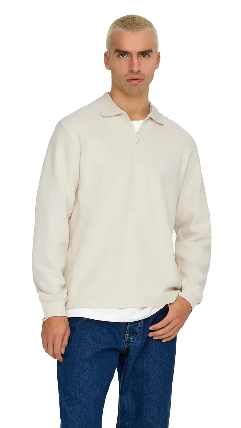 ONLY&SONS MAGLIONE TREVOR CON MEZZA ZIP UOMO(Antique White) 22029907 AWT