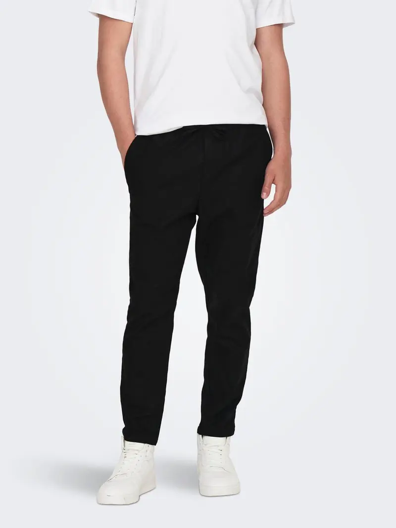 ONLY&SONS PANTALACCIO CROP LINUS MISTO LINO 22024966 BLK