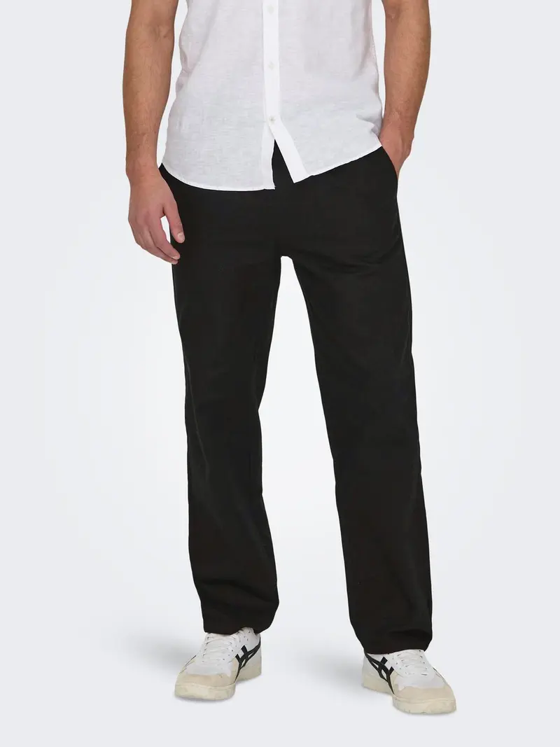 ONLY&SONS PANTALACCIO IN LINO SINUS LOOSE 22028267 BLK