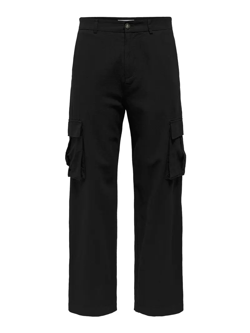 ONLY&SONS PANTALONE BOB CARGO MISTO LINO UOMO 22028968 BLK