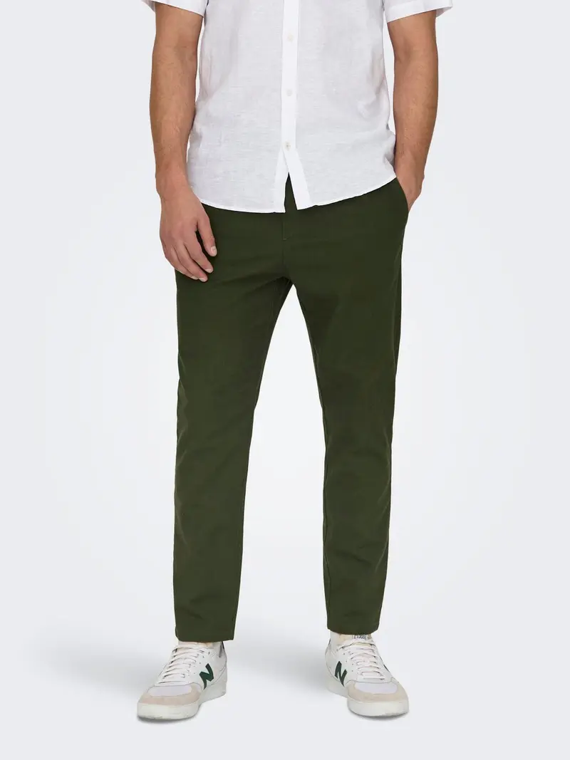 ONLY&SONS PANTALONE LINUS CROP 0007 MISTO LINO E COTONE 22024966 OLN