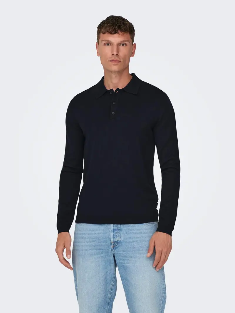 ONLY&SONS POLO WYLER MANICA LUNGA UOMO 22021184 DKN