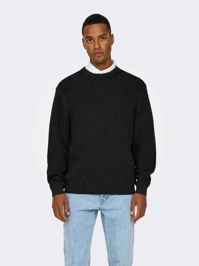 ONLY&SONS ROSU MAGLIONE EFFETTO LAVATO 22031545 BLK