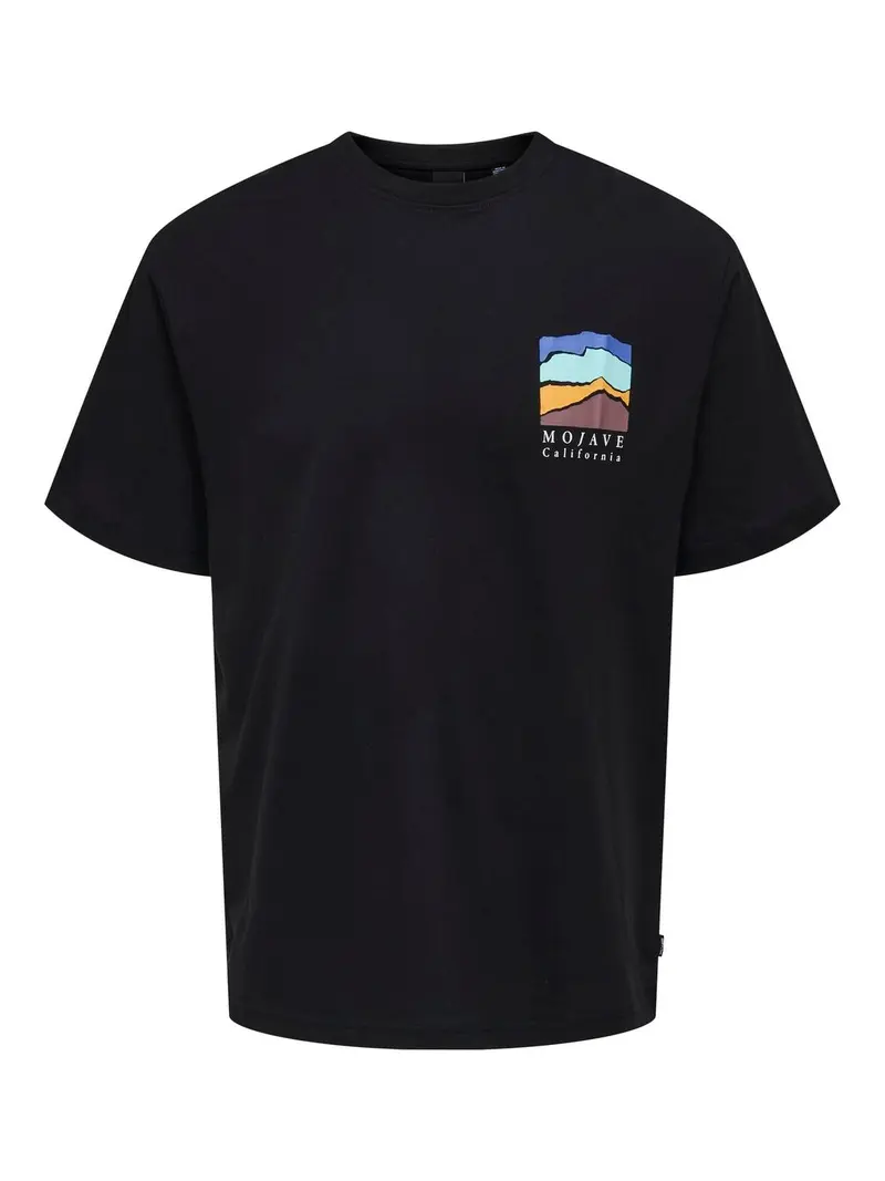 ONLY&SONS T-SHIRT KEANE RELAX FIT CON STAMPA 22030973 BLK