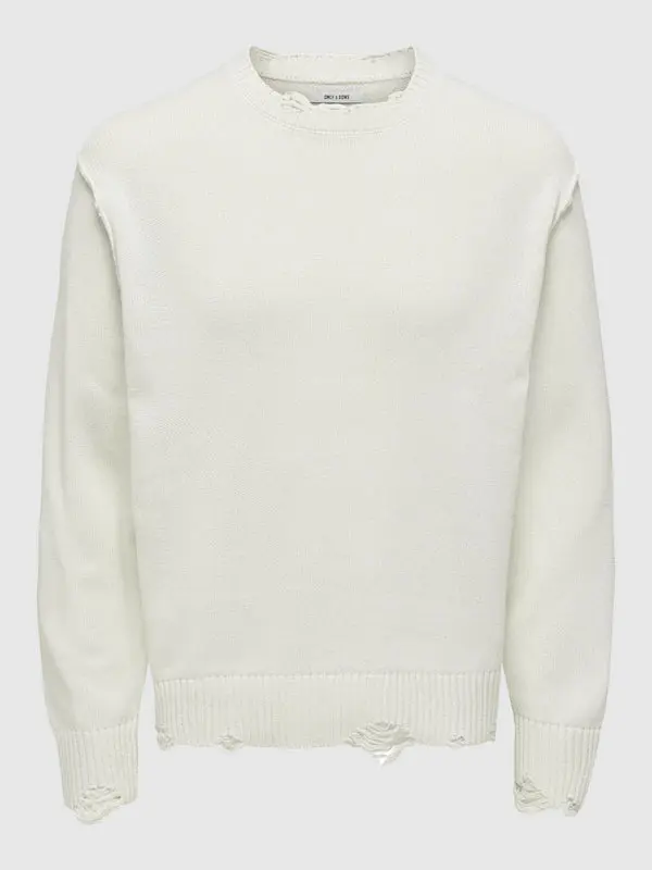 ONLY&SONS TUNE MAGLIONE CON ROTTURE RELAXED FIT 22034238 CLD