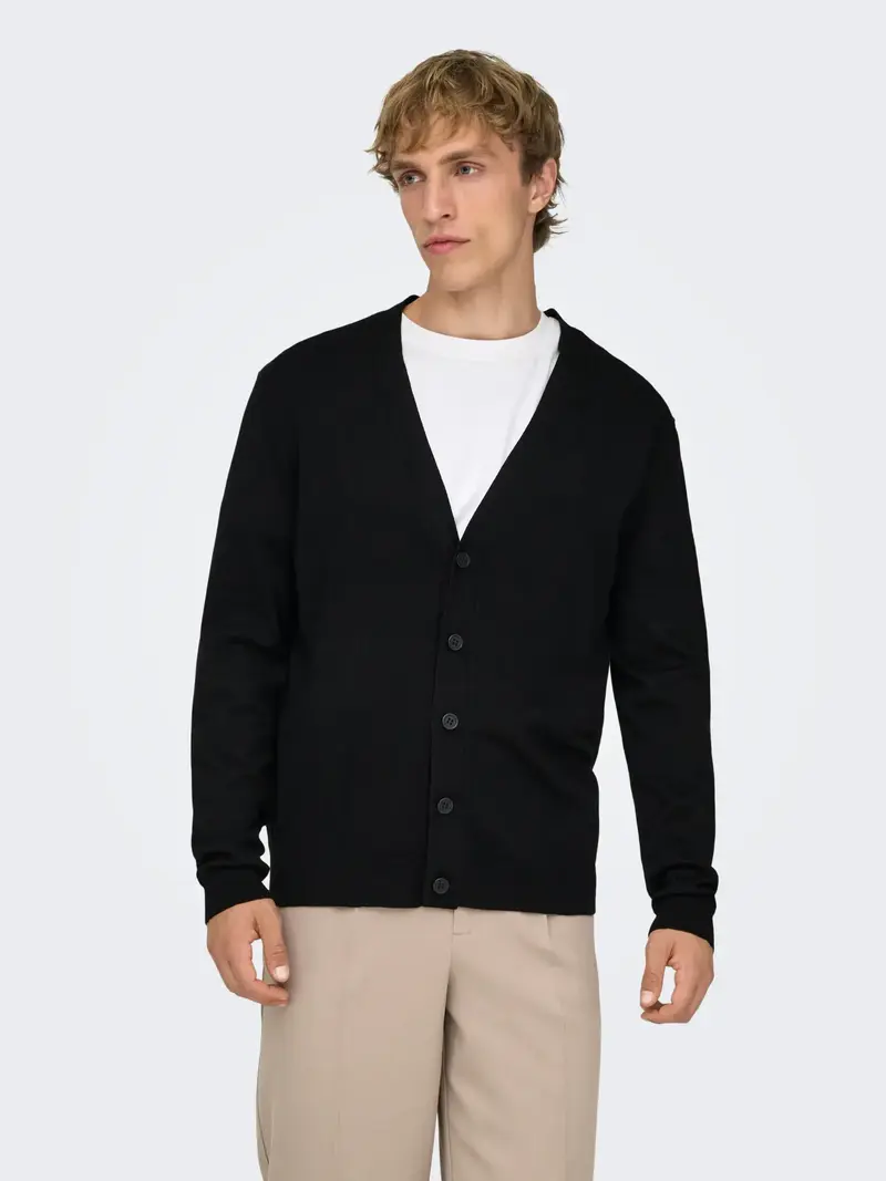ONLY&SONS WYLER CARDIGAN IN MAGLIA UOMO 22033757 BLK
