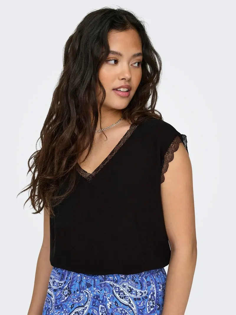 ONLY T-SHIRT JASMINA SCOLLO A V DONNA 15252241 BLK