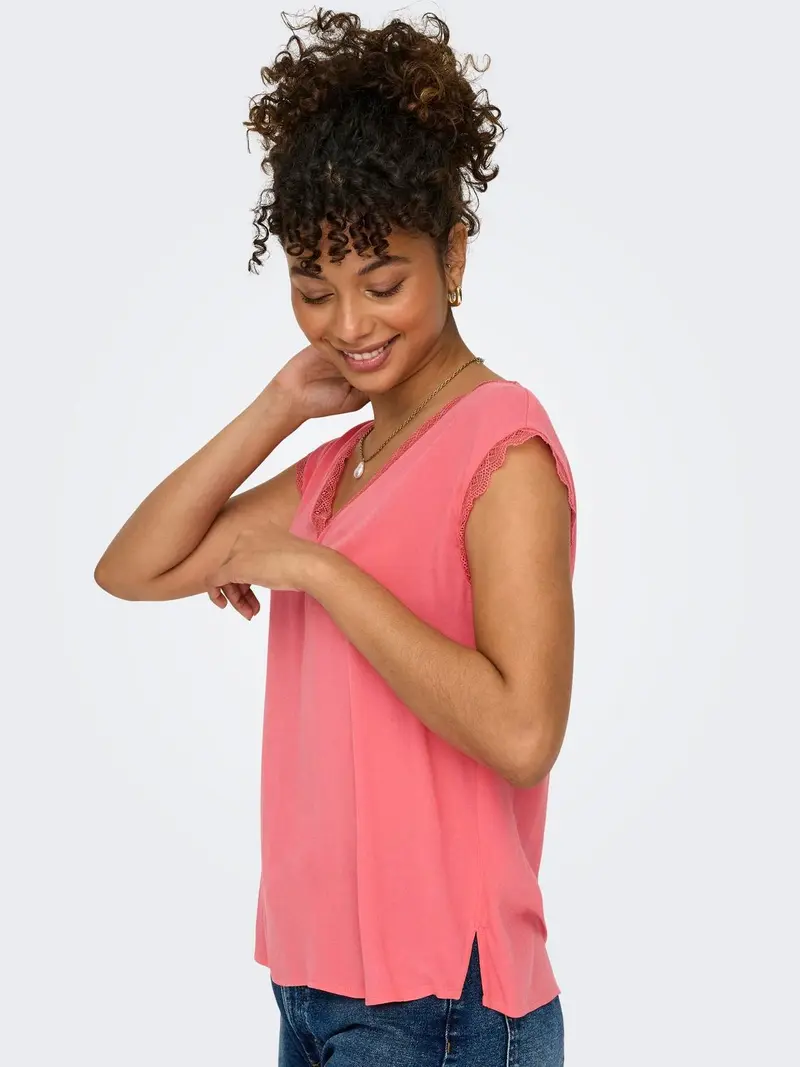 ONLY T-SHIRT JASMINA SCOLLO A V DONNA 15252241 ROS